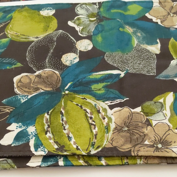 Set Of 4 Floral Patterned Fabric Placemats Green, Blue Fall Excellent Condition - Picture 1 of 5
